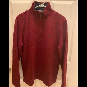 IZOD Mens Burgundy Performance Fleece Quarter-Zip Pullover Sweatshirt